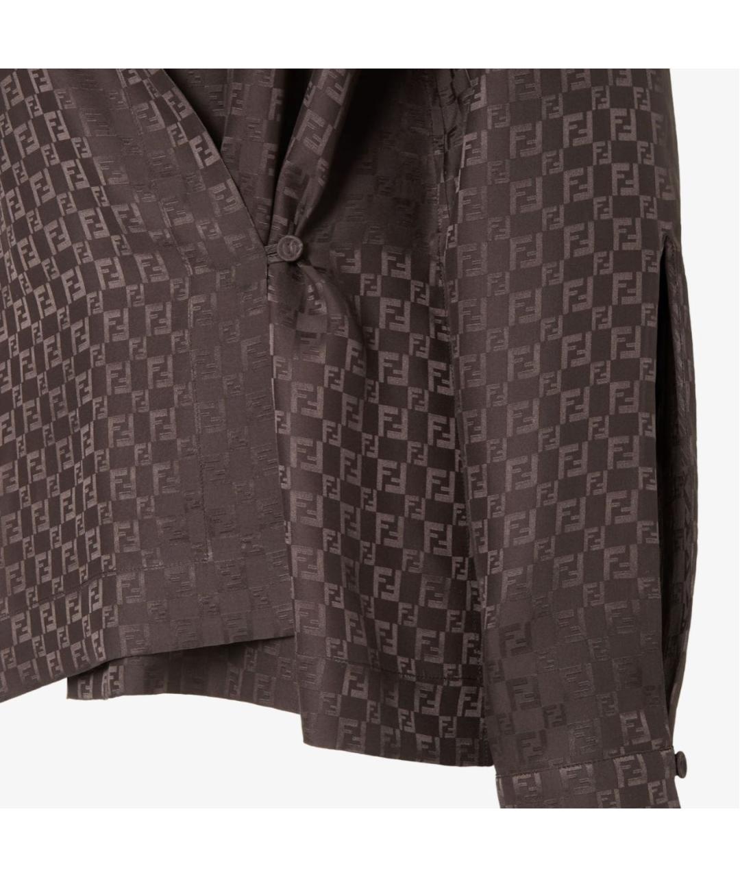 FENDI Коричневая шелковая рубашка, фото 3