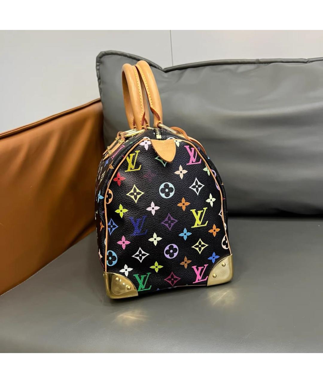 LOUIS VUITTON Черная кожаная сумка с короткими ручками, фото 4