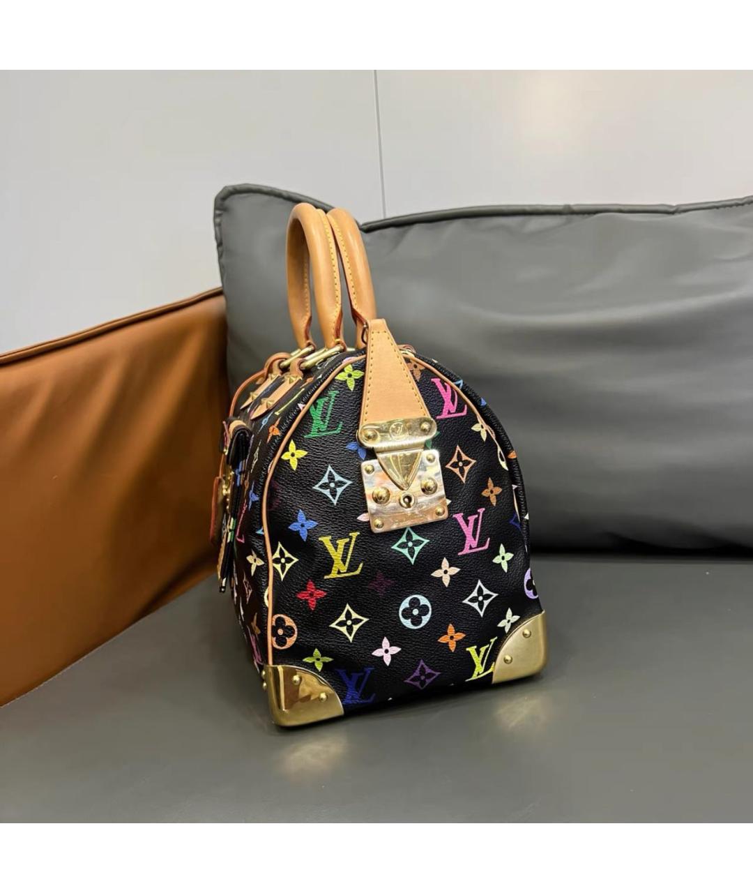 LOUIS VUITTON Черная кожаная сумка с короткими ручками, фото 5