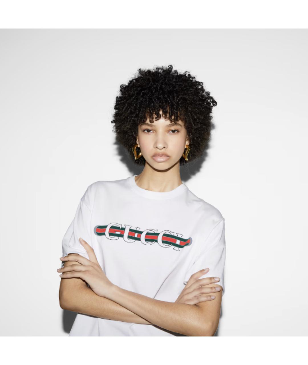 GUCCI Белая хлопковая футболка, фото 2