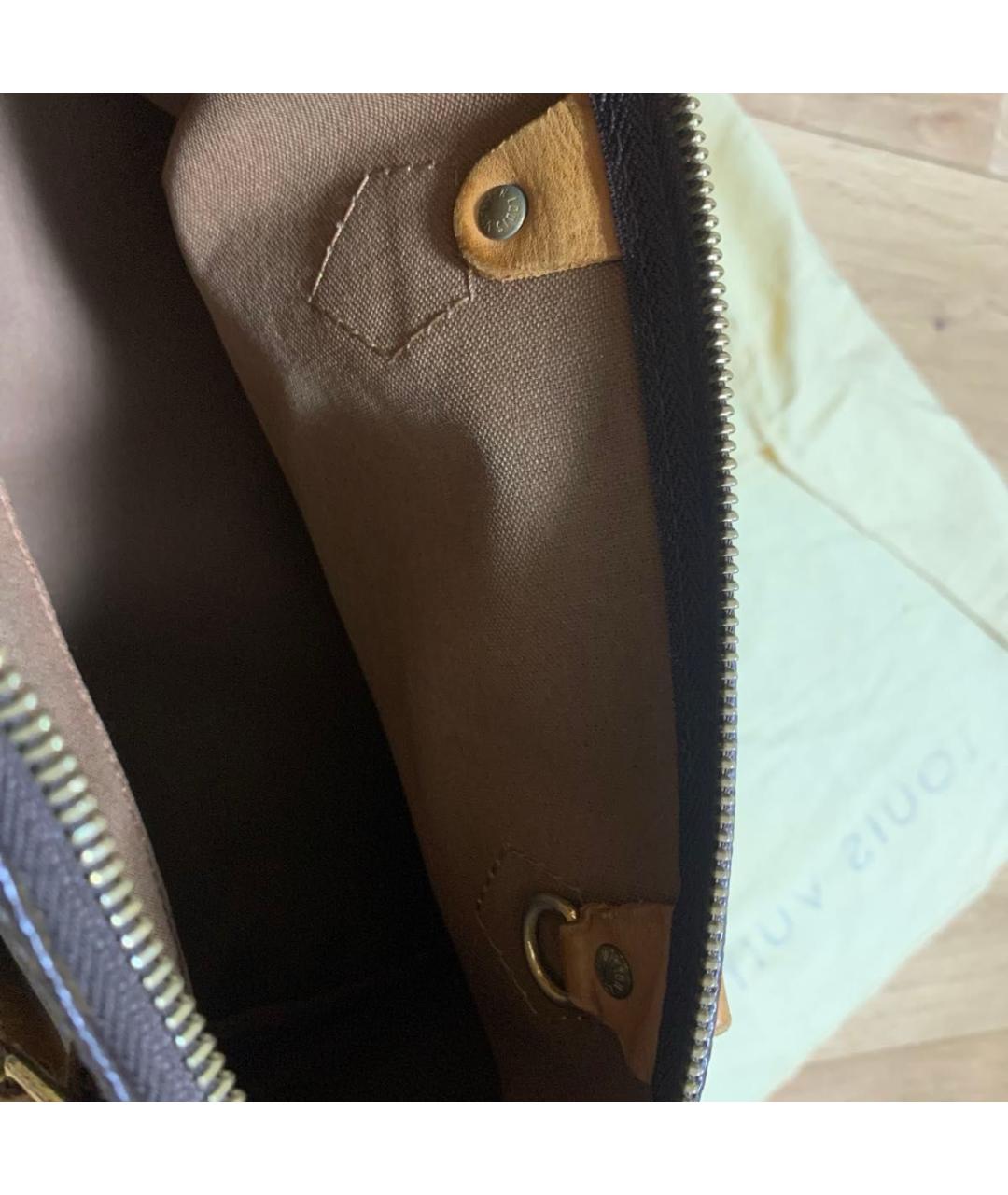LOUIS VUITTON Коричневая кожаная сумка с короткими ручками, фото 7