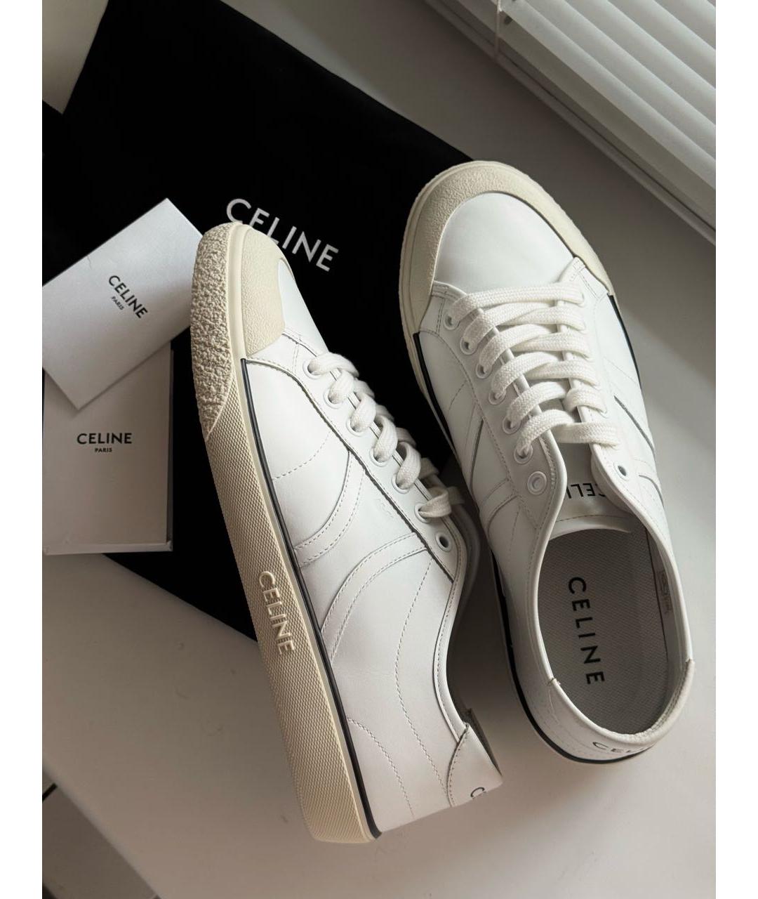 CELINE Белые кожаные кеды, фото 5