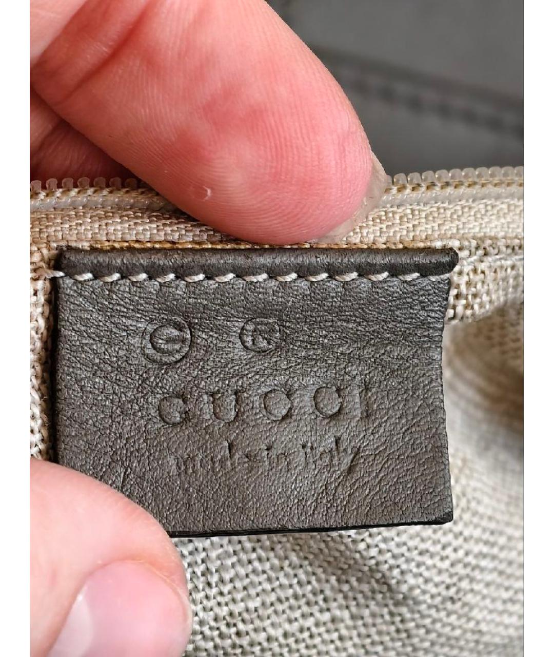 GUCCI Серая кожаная сумка с короткими ручками, фото 7