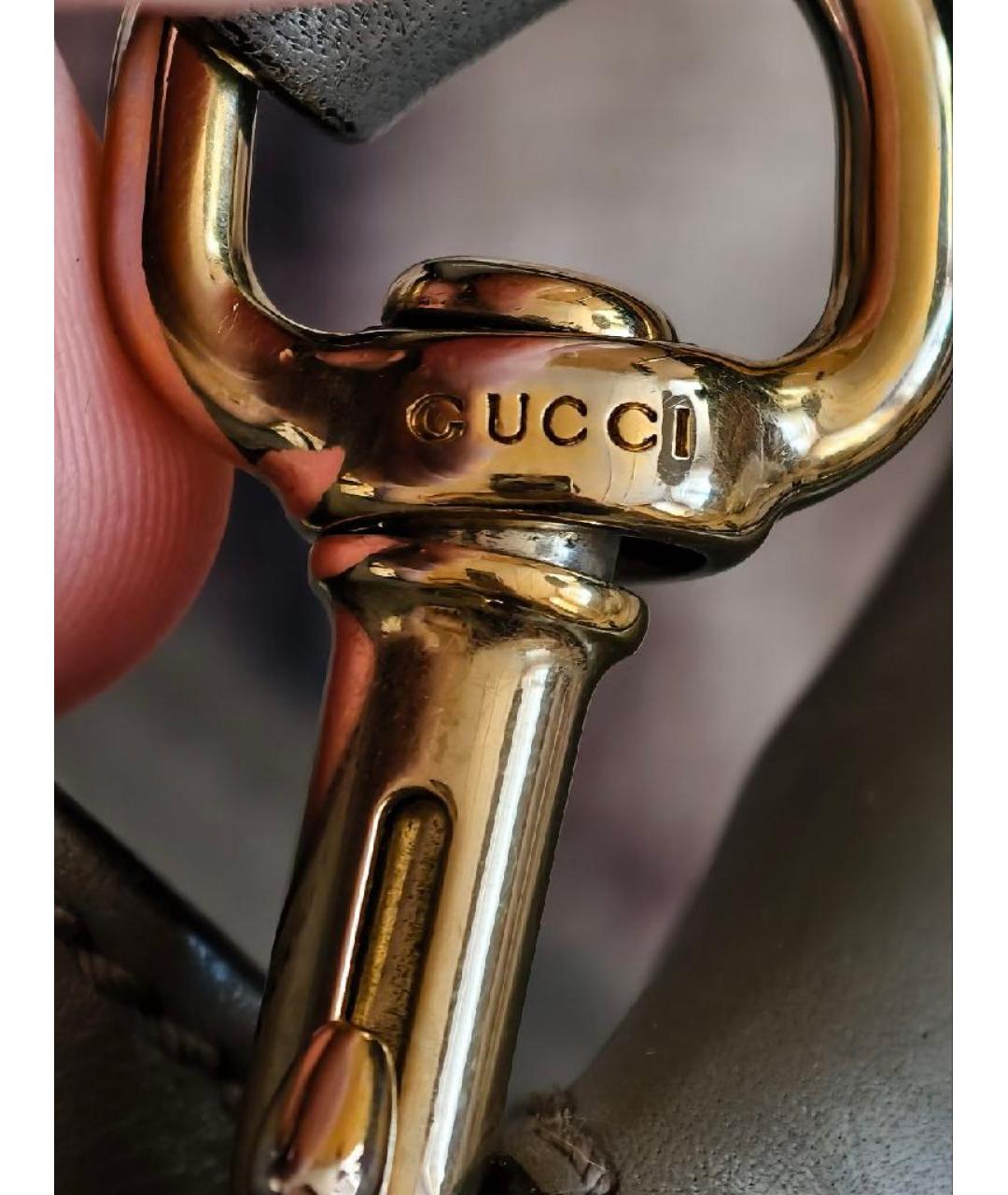 GUCCI Серая кожаная сумка с короткими ручками, фото 9