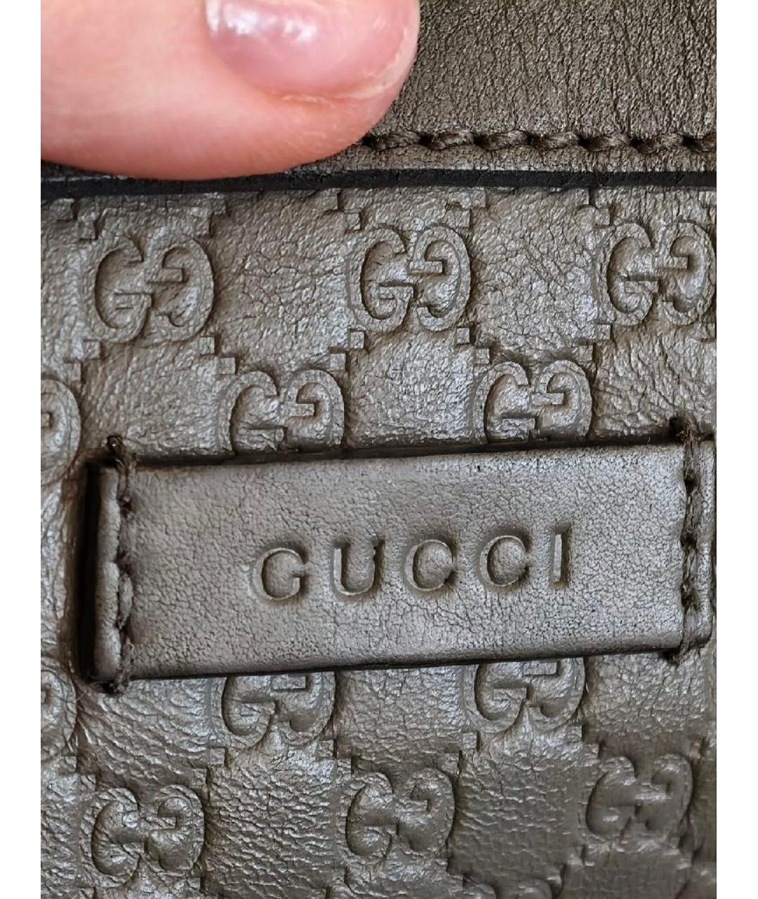 GUCCI Серая кожаная сумка с короткими ручками, фото 8