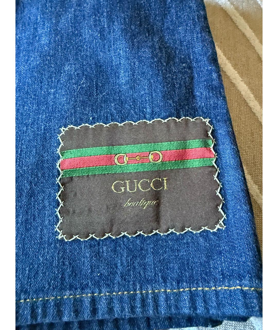 GUCCI Синие хлопковые джинсы клеш, фото 4