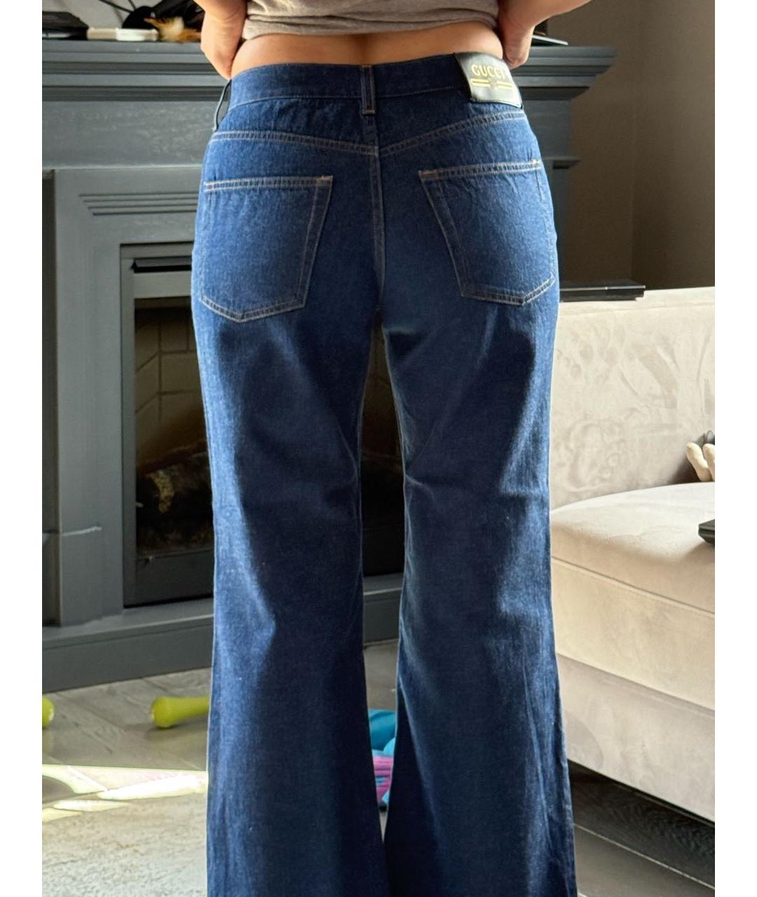 GUCCI Синие хлопковые джинсы клеш, фото 6