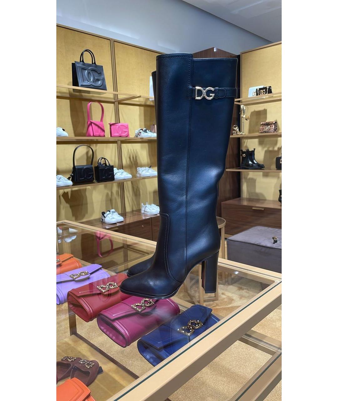 DOLCE&GABBANA Черные кожаные сапоги, фото 3