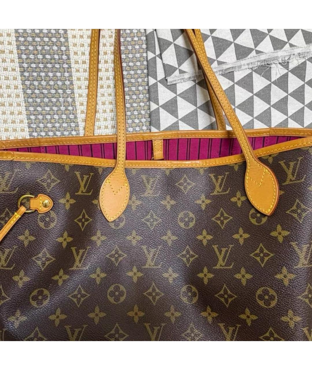LOUIS VUITTON Коричневая кожаная сумка тоут, фото 4