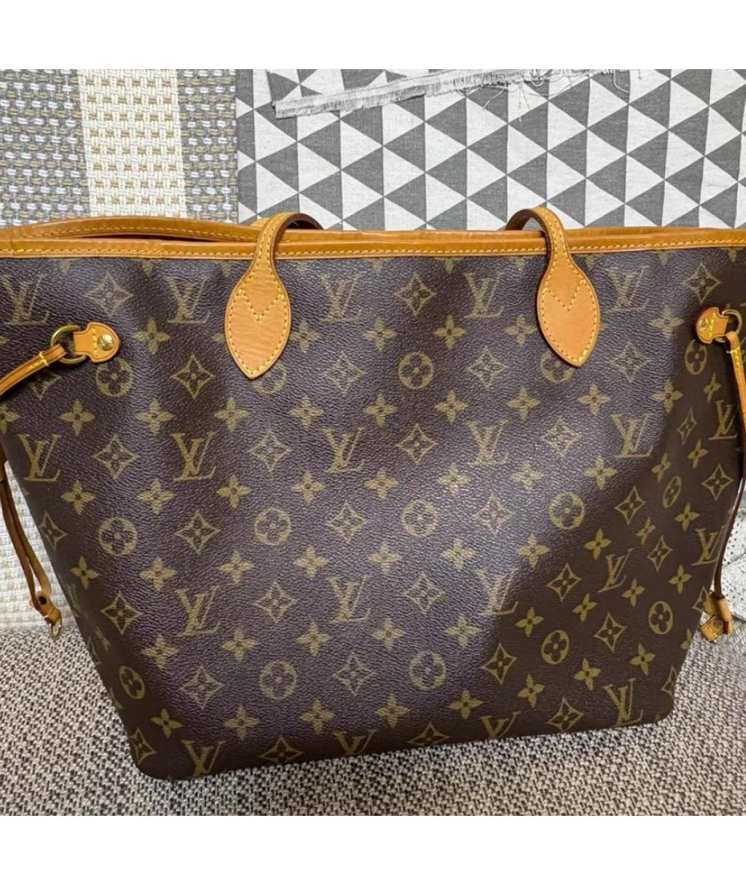 LOUIS VUITTON Коричневая кожаная сумка тоут, фото 9