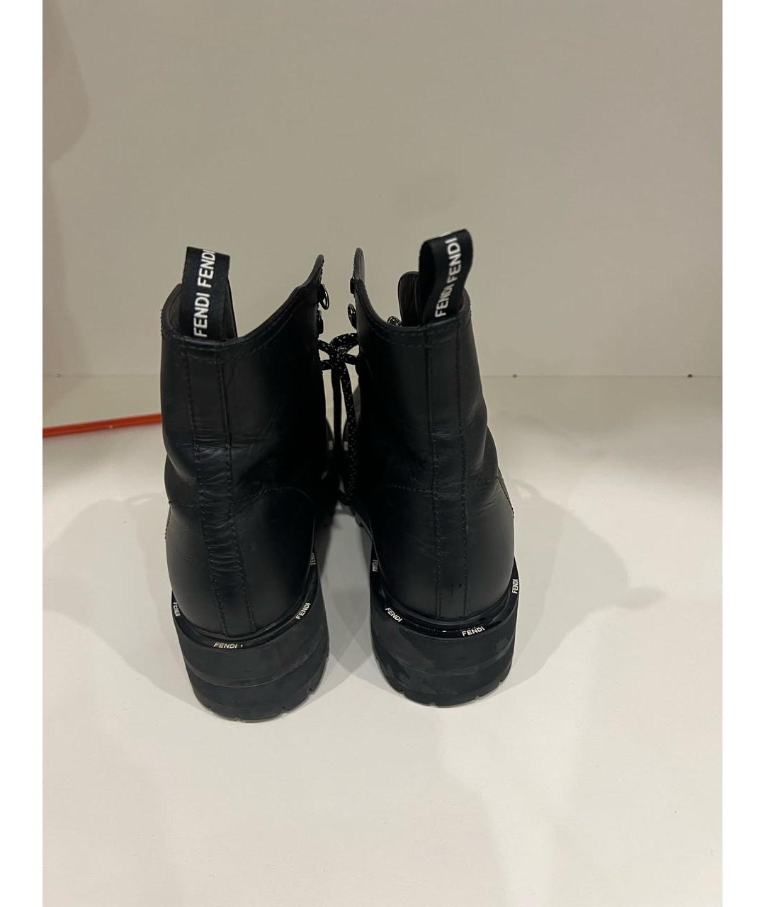 FENDI Черные кожаные ботинки, фото 3