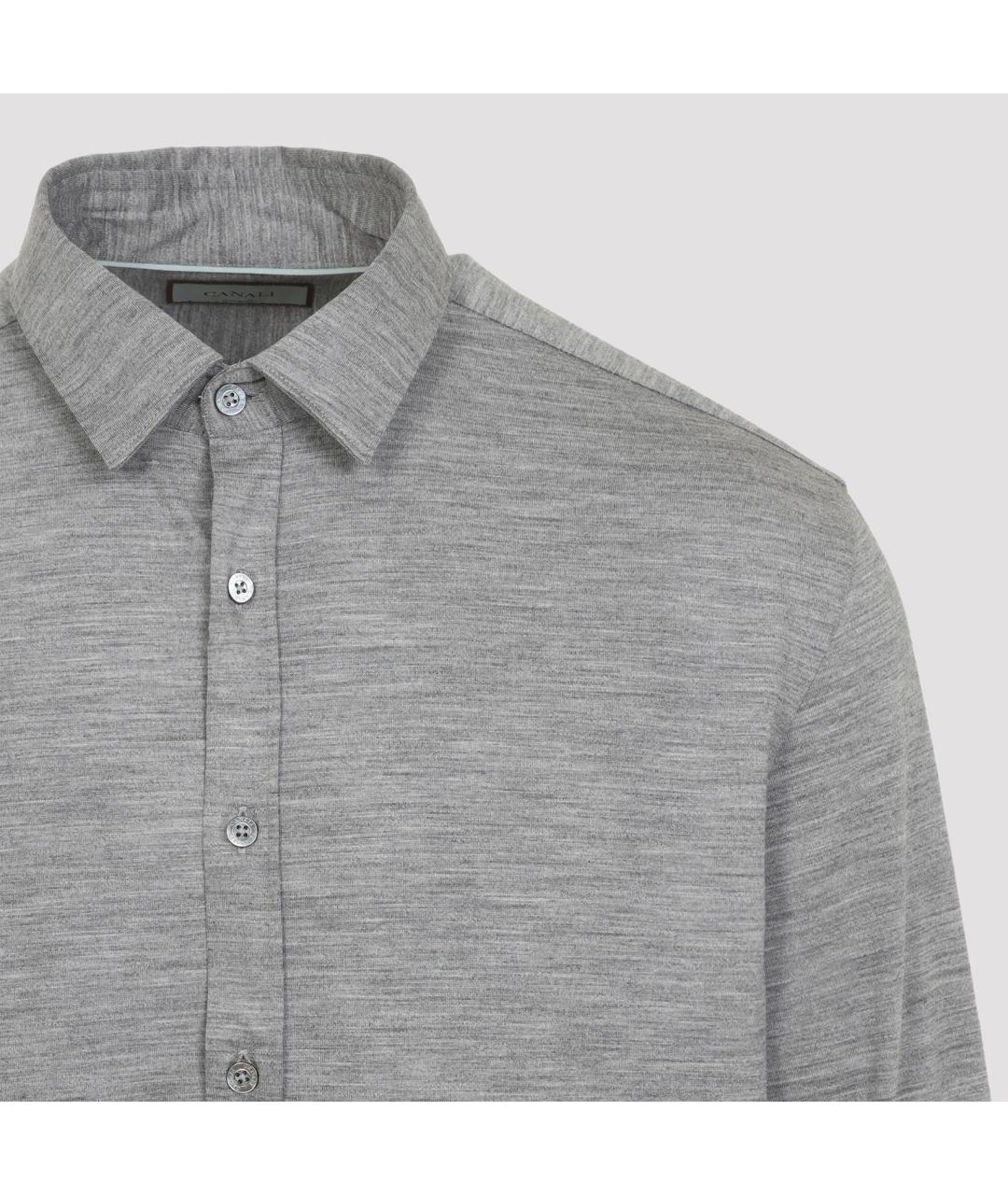 CANALI Серая шерстяная кэжуал рубашка, фото 4
