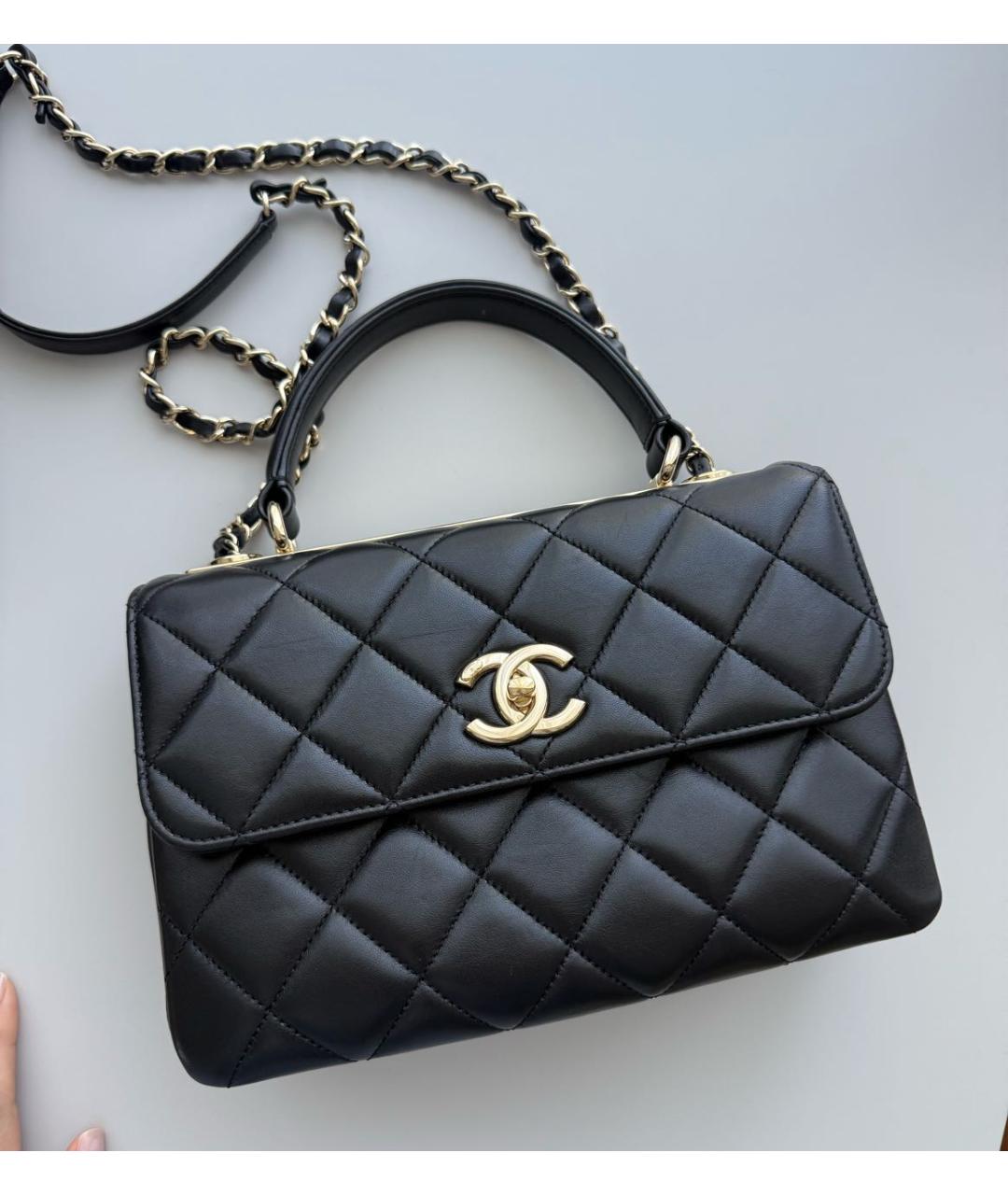 CHANEL Черная кожаная сумка через плечо, фото 8