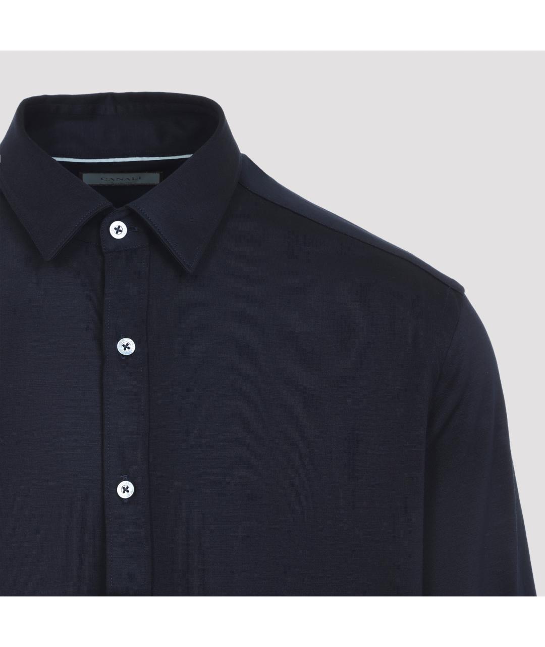CANALI Темно-синяя шерстяная кэжуал рубашка, фото 3