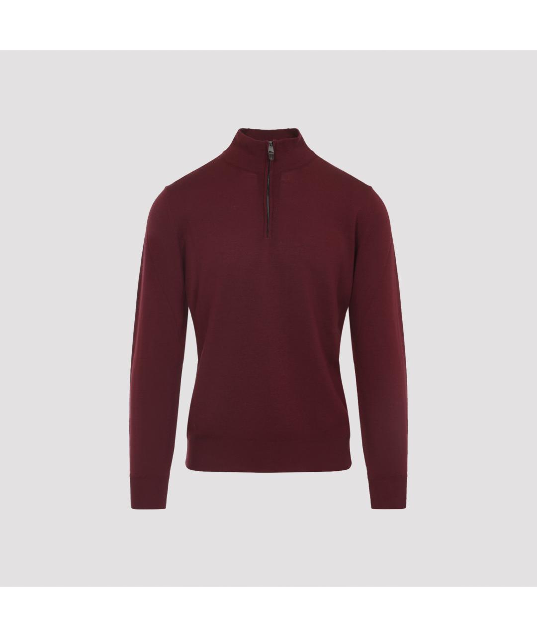 CANALI Бордовый шерстяной джемпер / свитер, фото 3