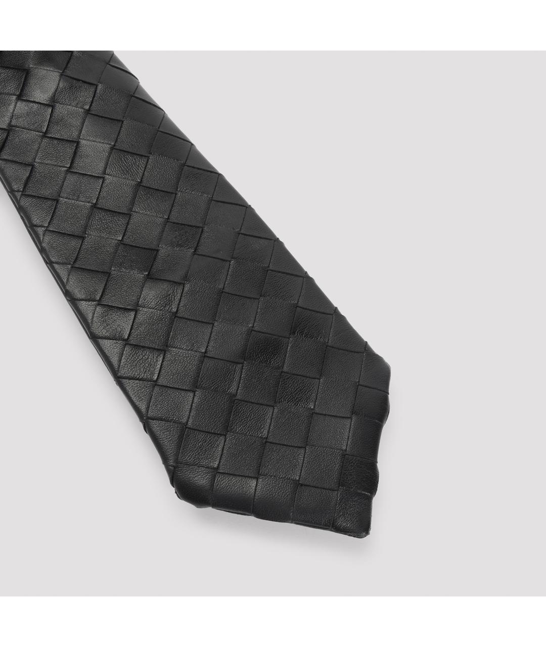BOTTEGA VENETA Черный кожаный галстук, фото 2