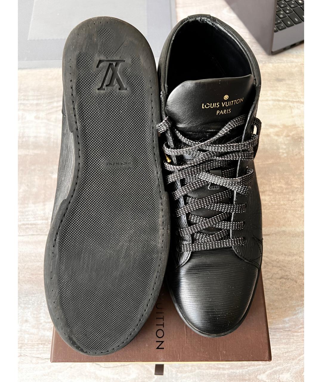 LOUIS VUITTON Черные кожаные высокие кроссовки / кеды, фото 4