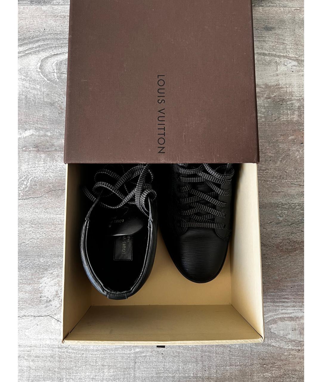 LOUIS VUITTON Черные кожаные высокие кроссовки / кеды, фото 5