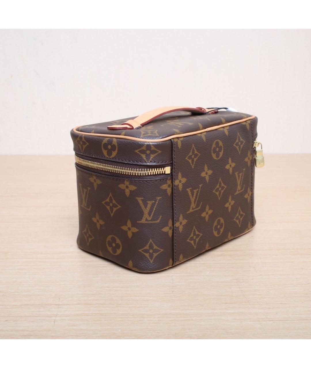 LOUIS VUITTON Коричневая кожаная косметичка, фото 6