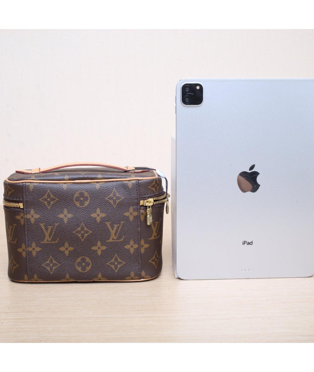 LOUIS VUITTON Коричневая кожаная косметичка, фото 7