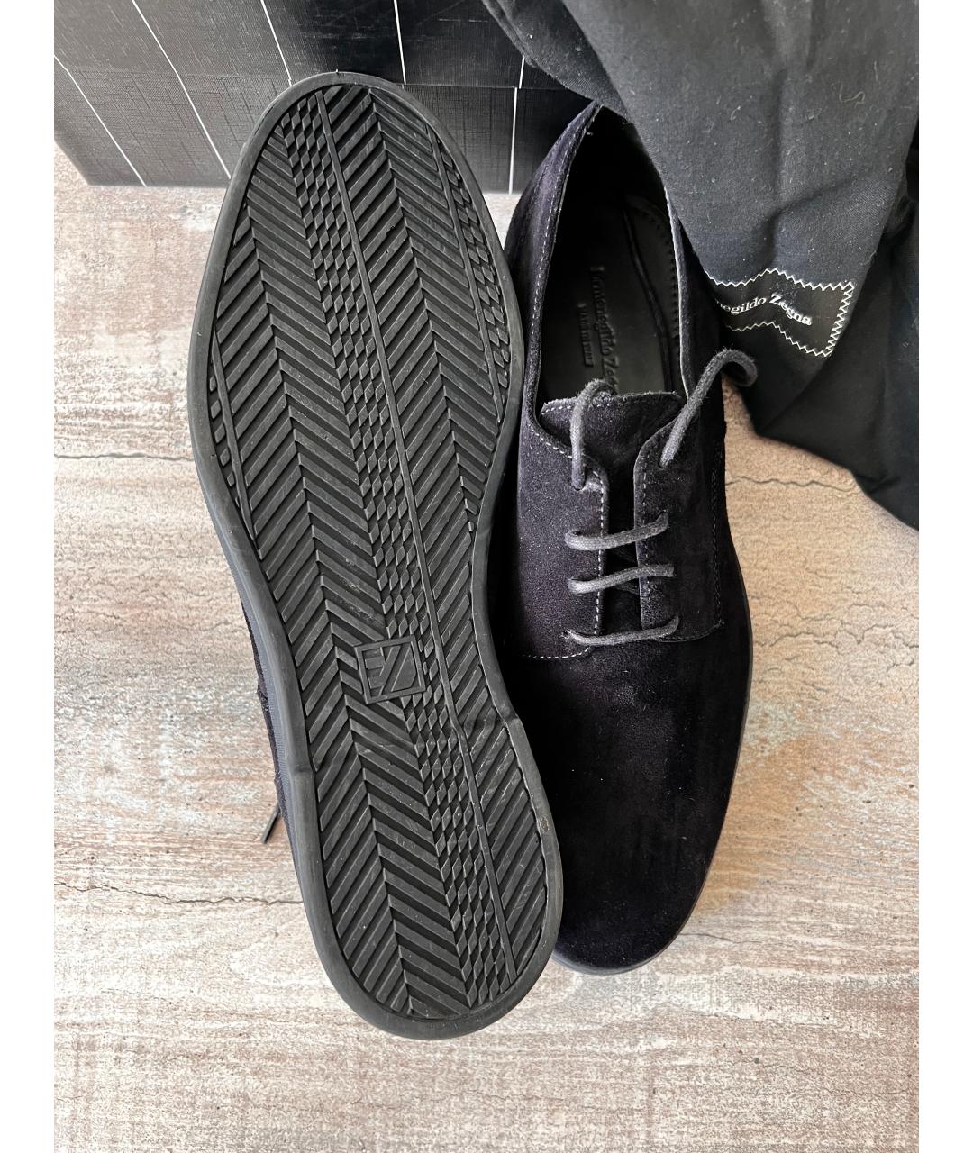 ZEGNA Темно-синие замшевые низкие ботинки, фото 4