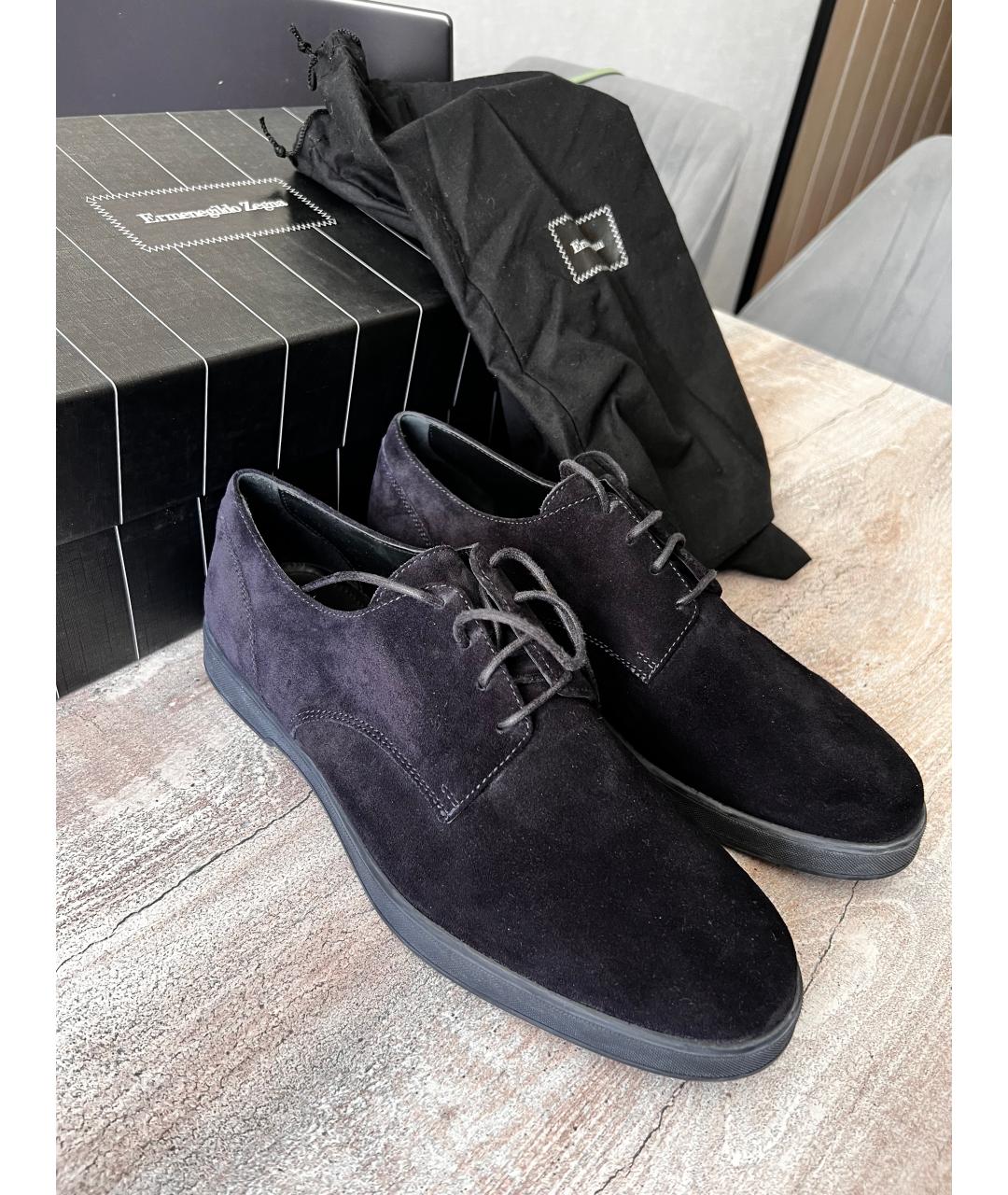 ZEGNA Темно-синие замшевые низкие ботинки, фото 3