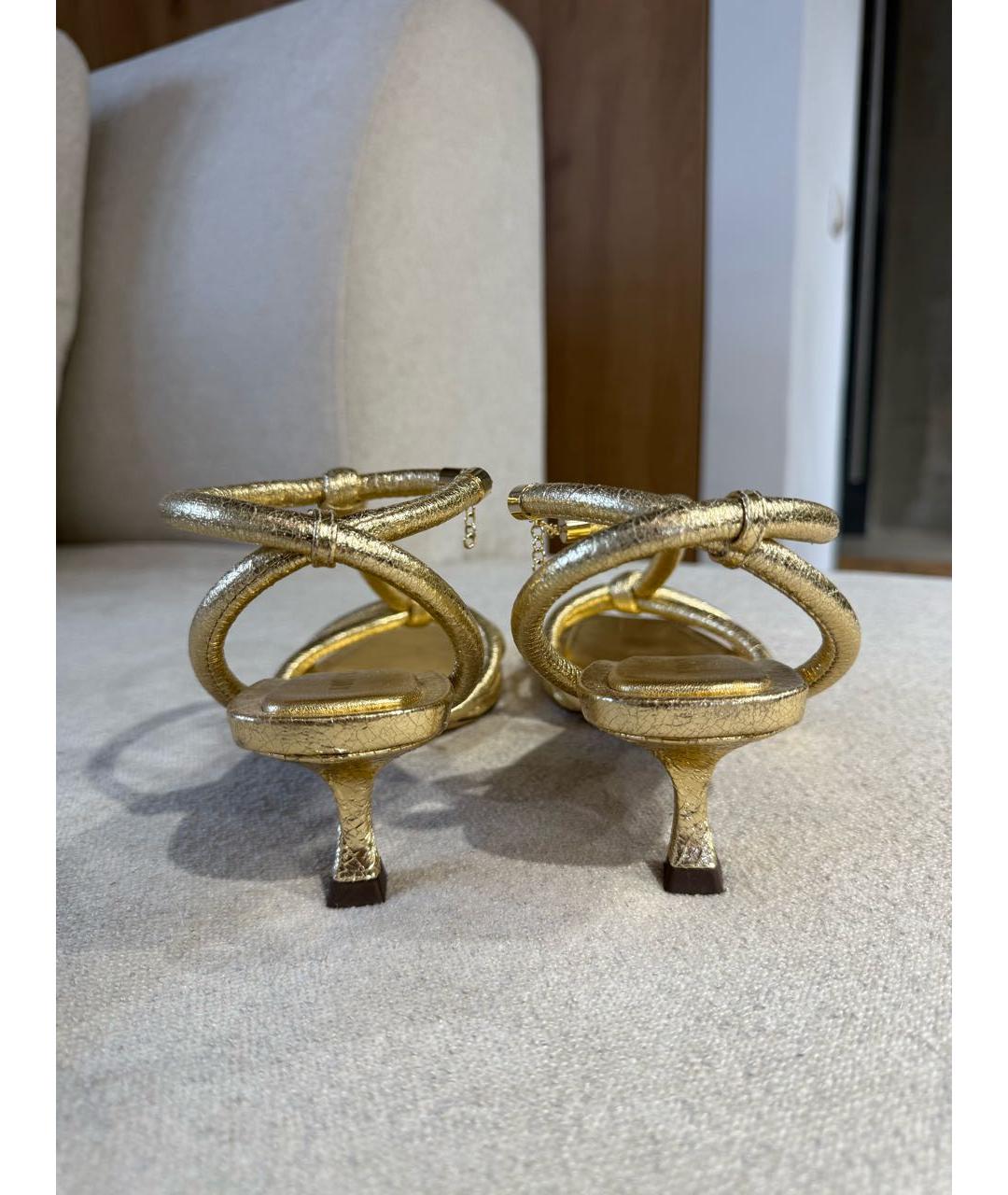 JIMMY CHOO Золотые босоножки, фото 3