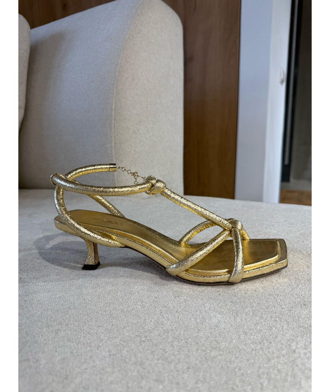 JIMMY CHOO Золотые босоножки, фото 5