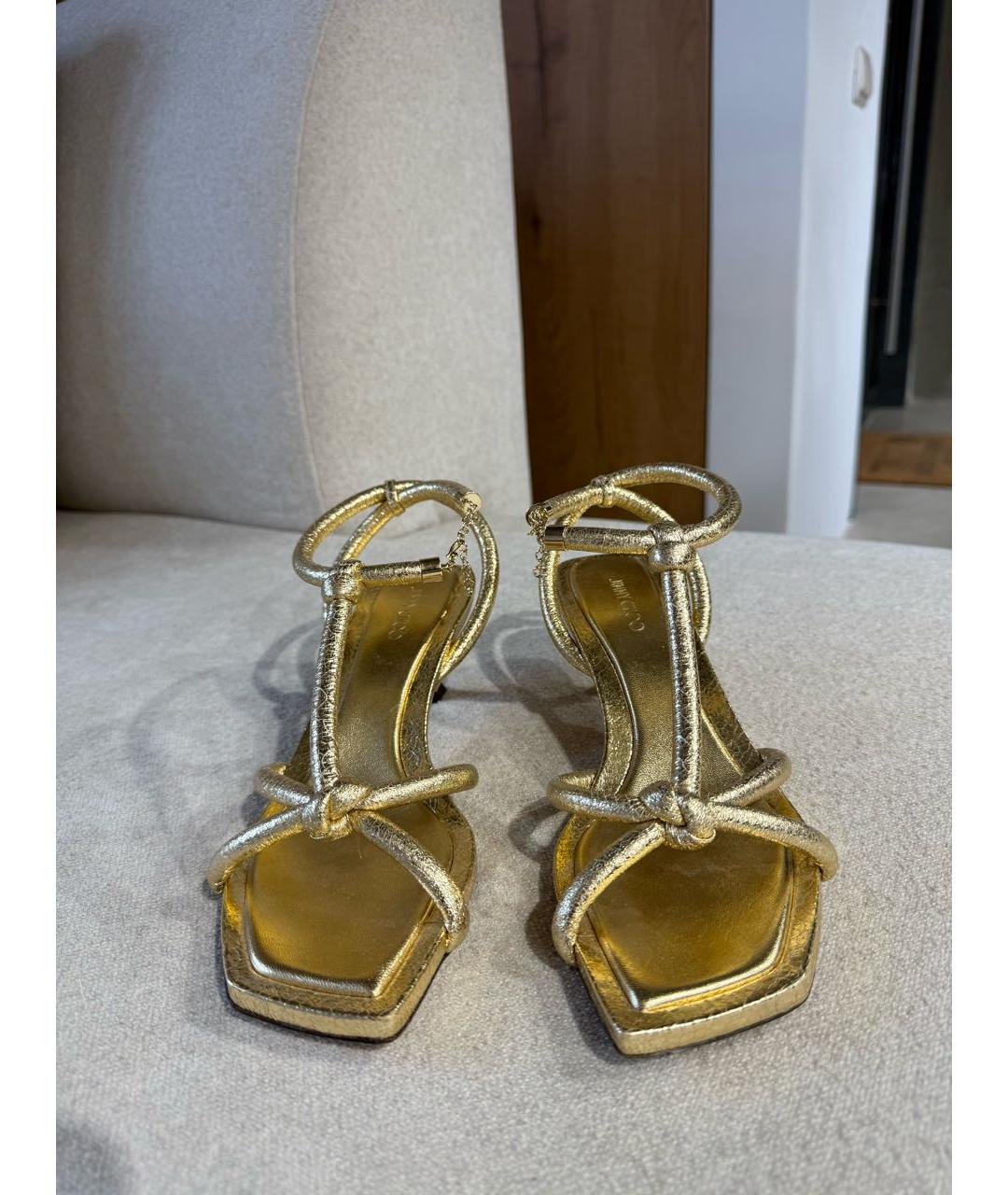 JIMMY CHOO Золотые босоножки, фото 2