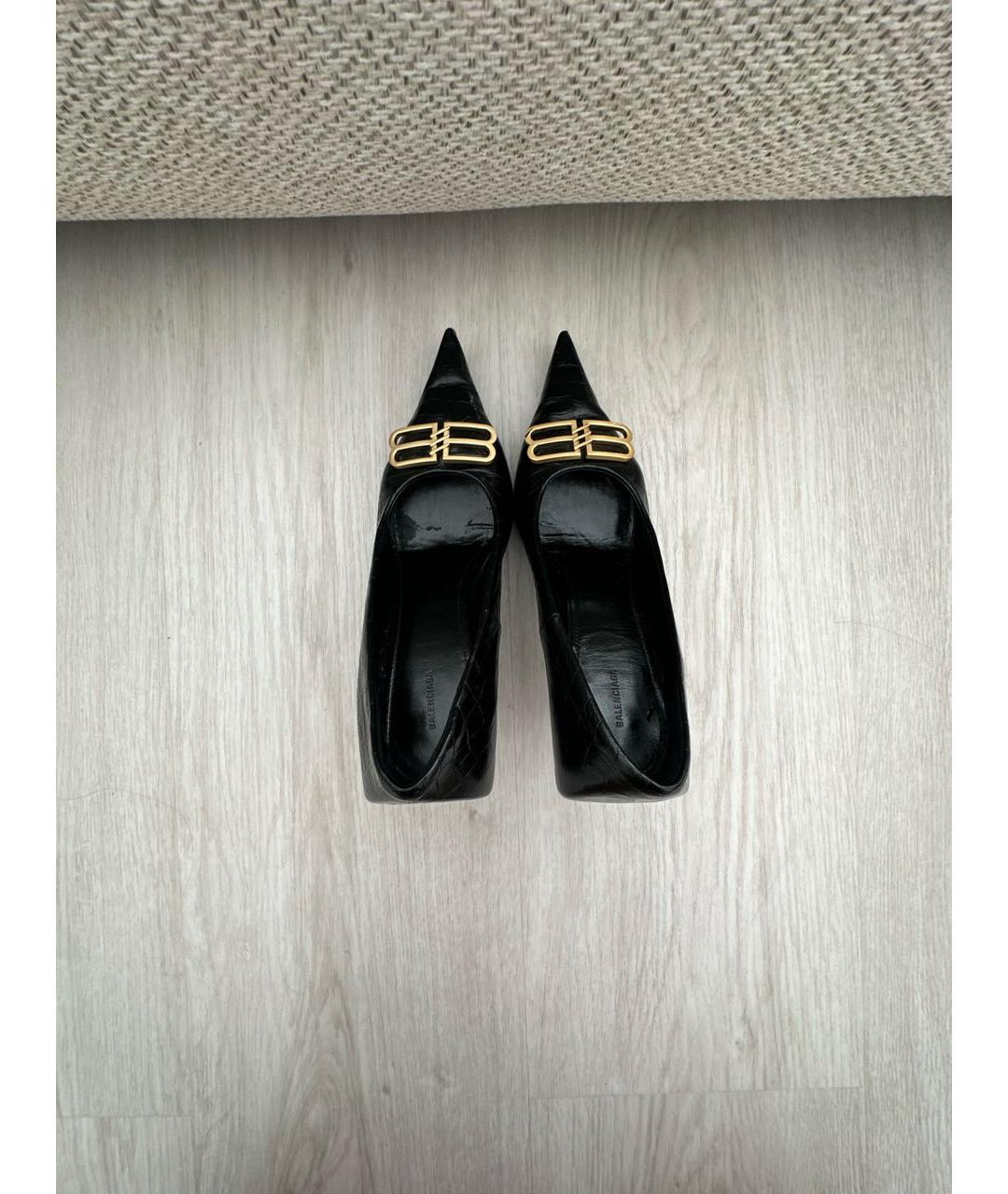 BALENCIAGA Черные кожаные туфли, фото 3