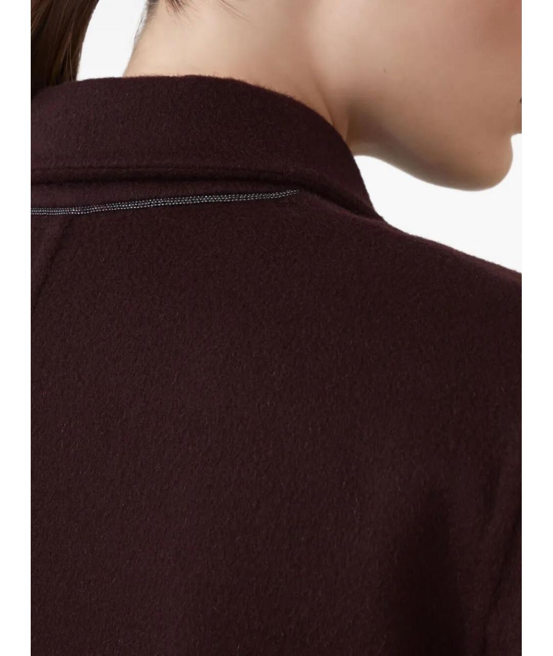 BRUNELLO CUCINELLI Бордовое шерстяное пальто, фото 4