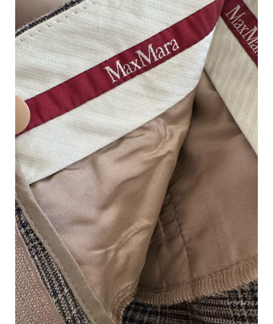 MAX MARA STUDIO Коричневые шерстяные прямые брюки, фото 4