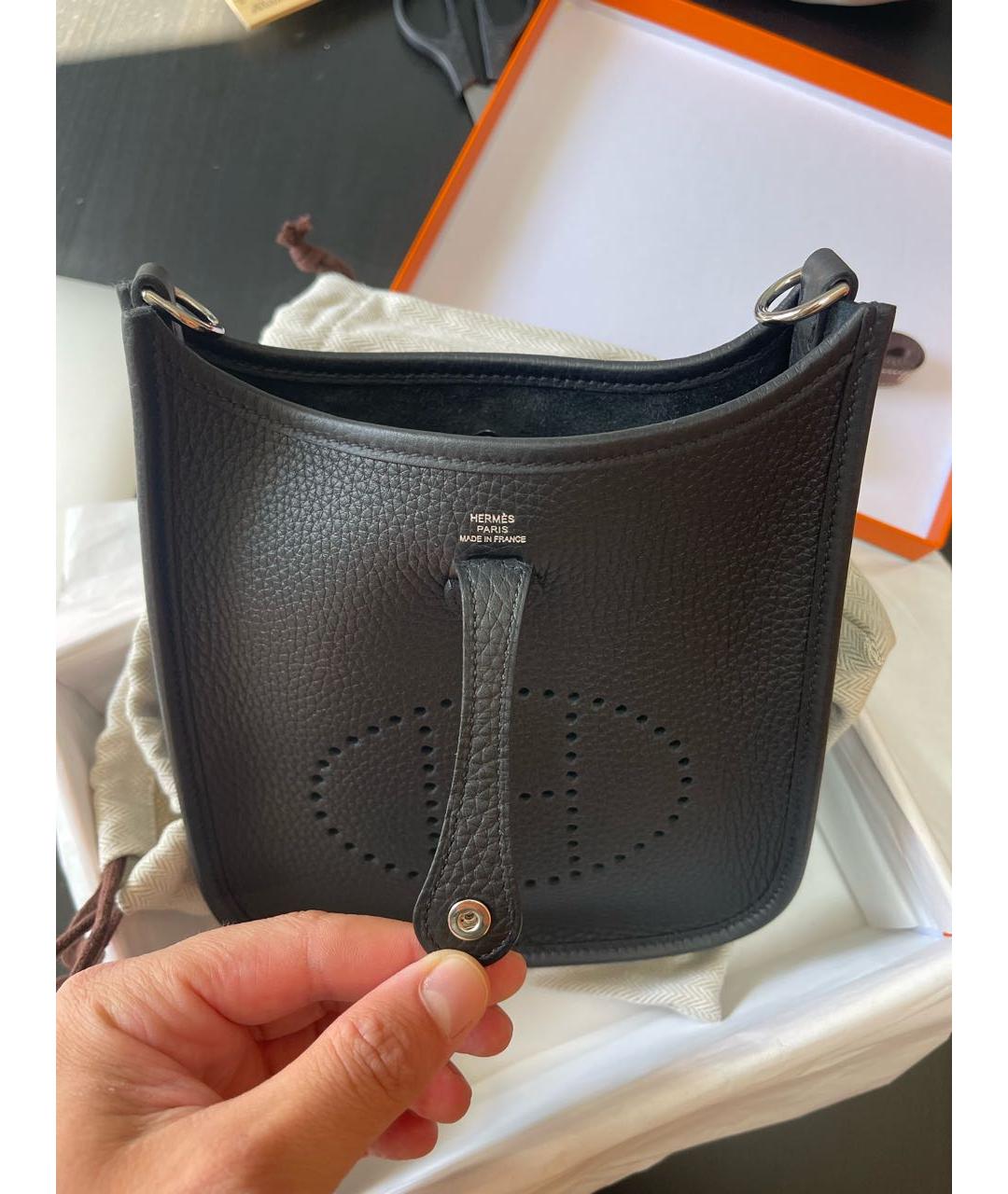 HERMES Черная кожаная поясная сумка, фото 5