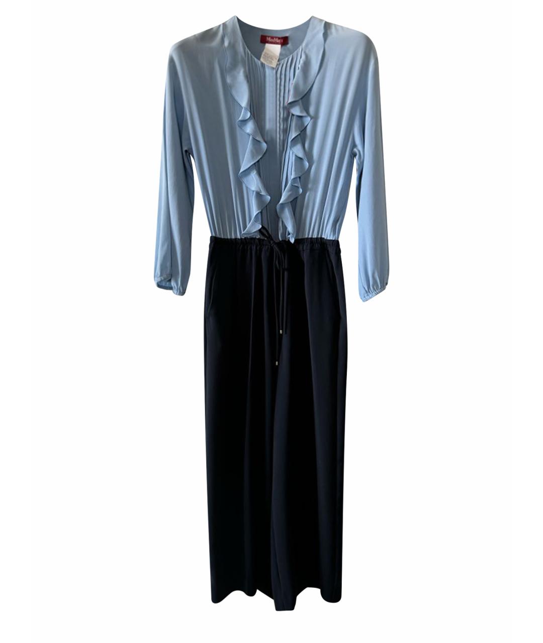 MAX MARA STUDIO Голубой шелковый комбинезон, фото 1