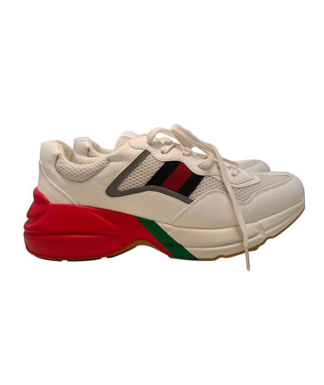 GUCCI Белые кожаные высокие кроссовки / кеды, фото 5