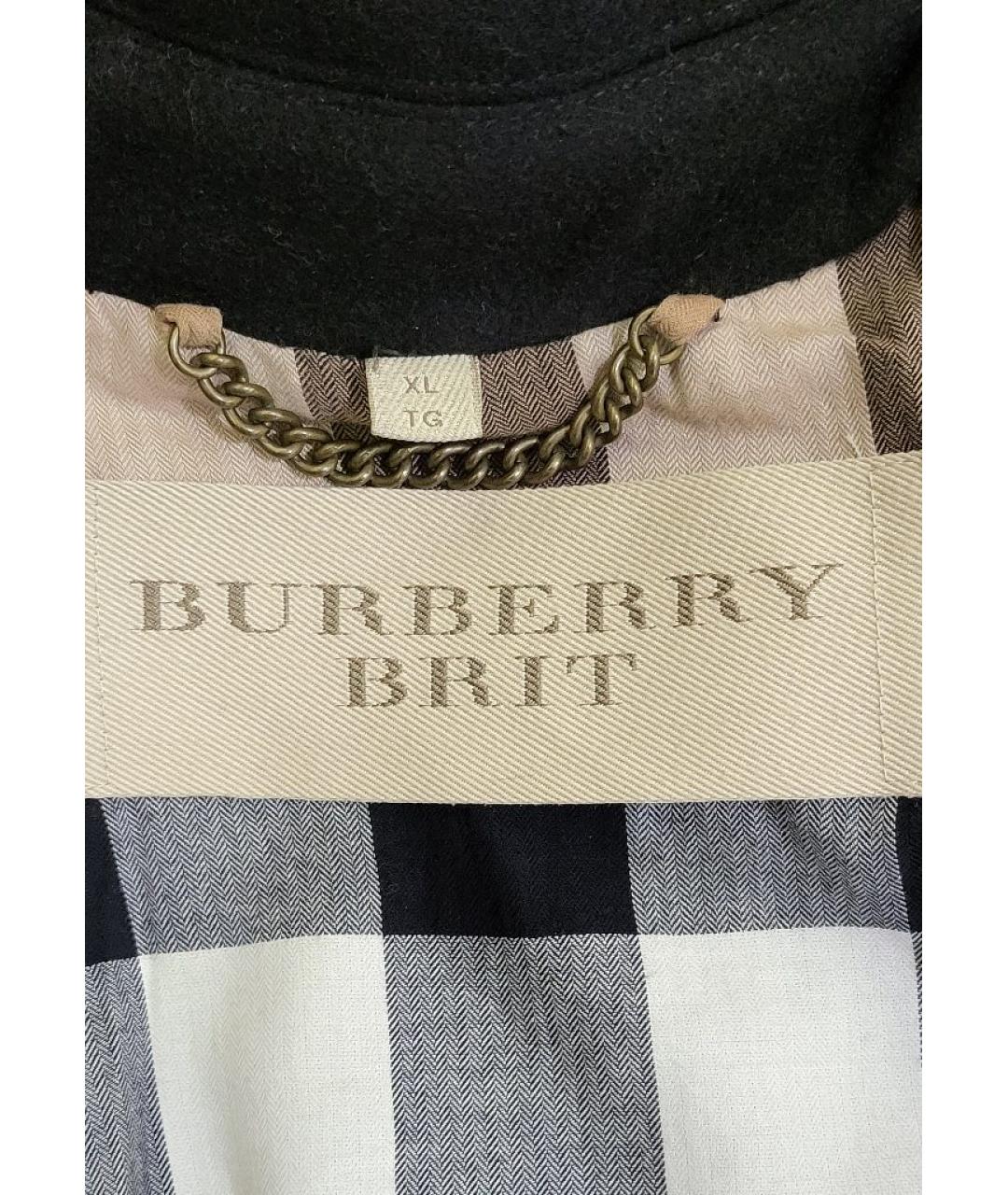 BURBERRY Черное шерстяное пальто, фото 5