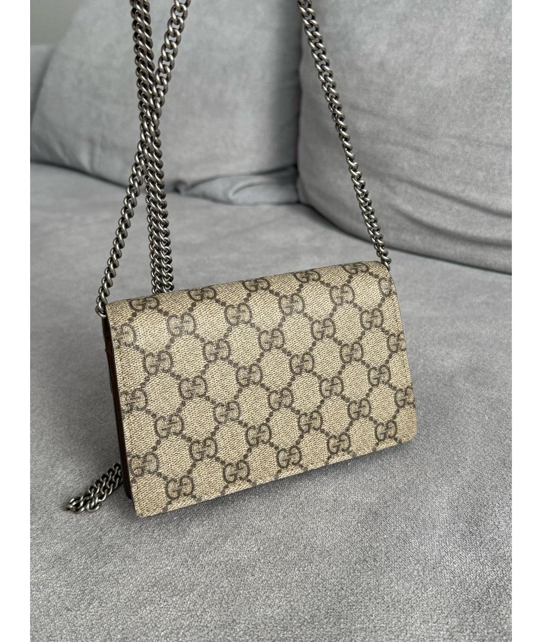 GUCCI Коричневая кожаная сумка через плечо, фото 3