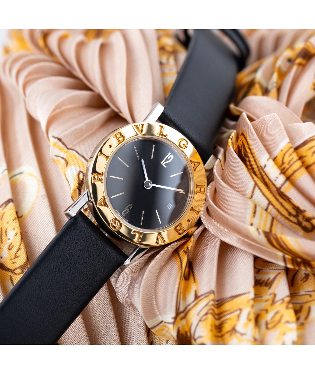 BVLGARI Черные часы из желтого золота, фото 2