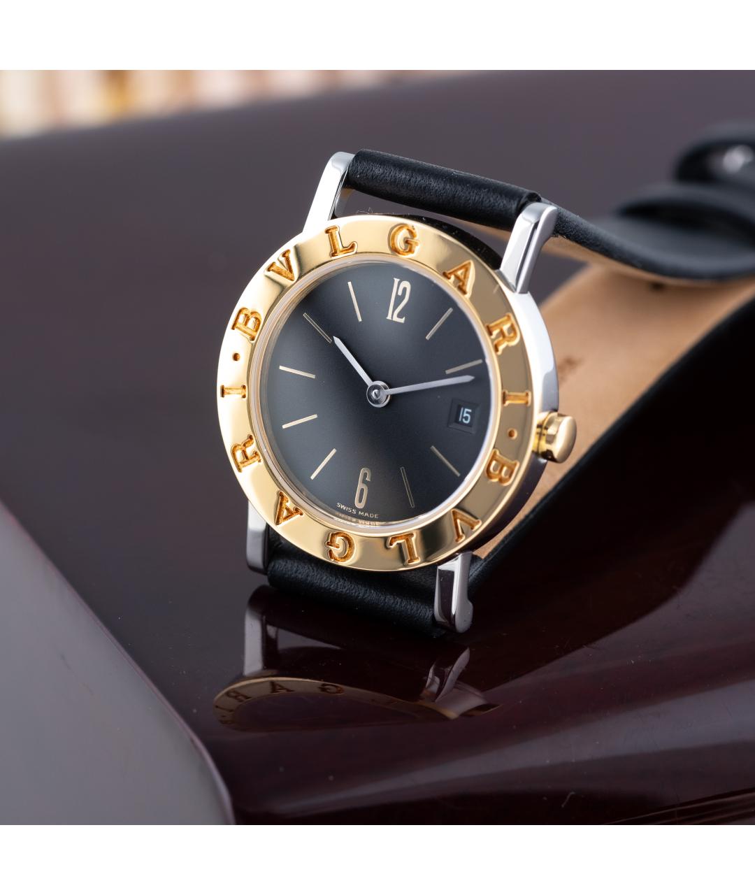BVLGARI Черные часы из желтого золота, фото 7