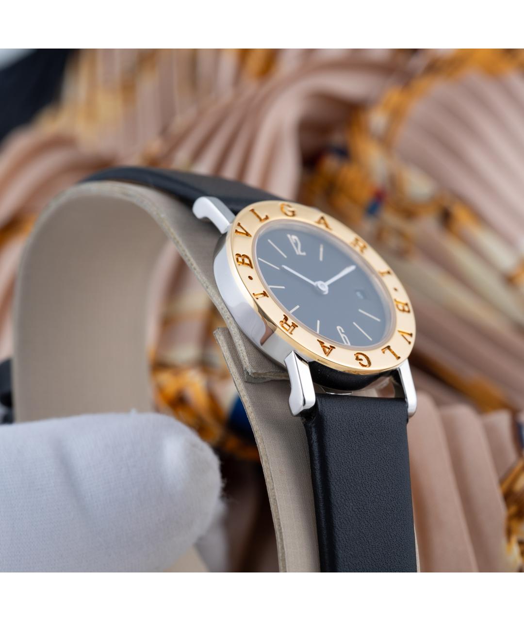 BVLGARI Черные часы из желтого золота, фото 4