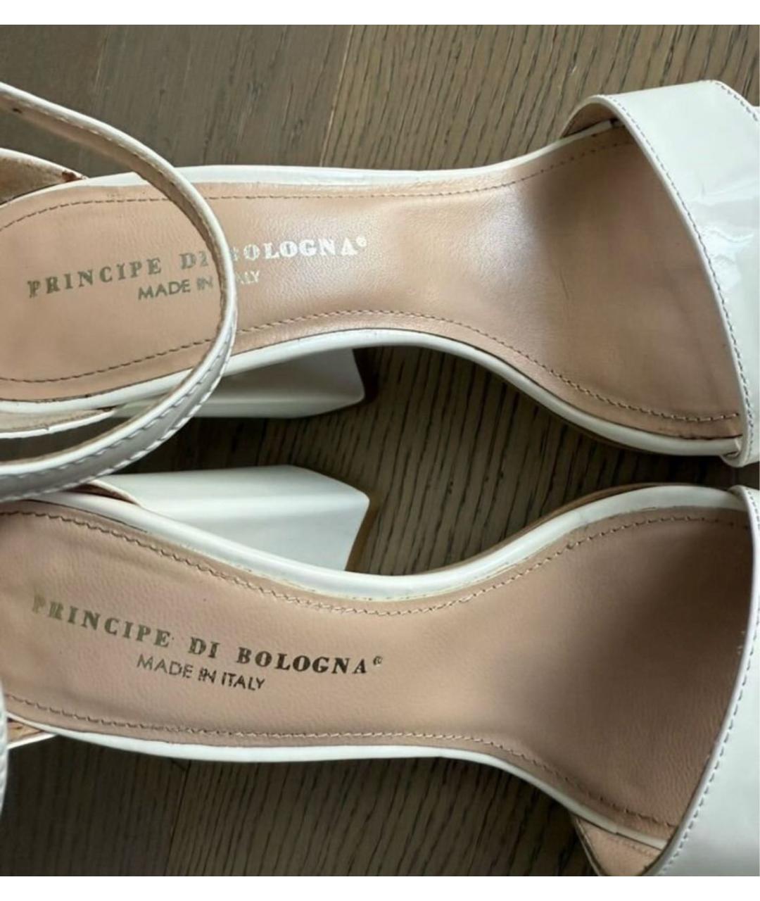 Principe di Bologna Белые босоножки из лакированной кожи, фото 6