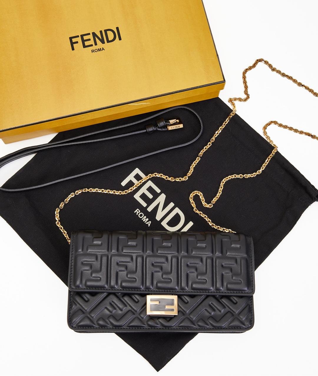 FENDI Черная кожаная сумка с короткими ручками, фото 5