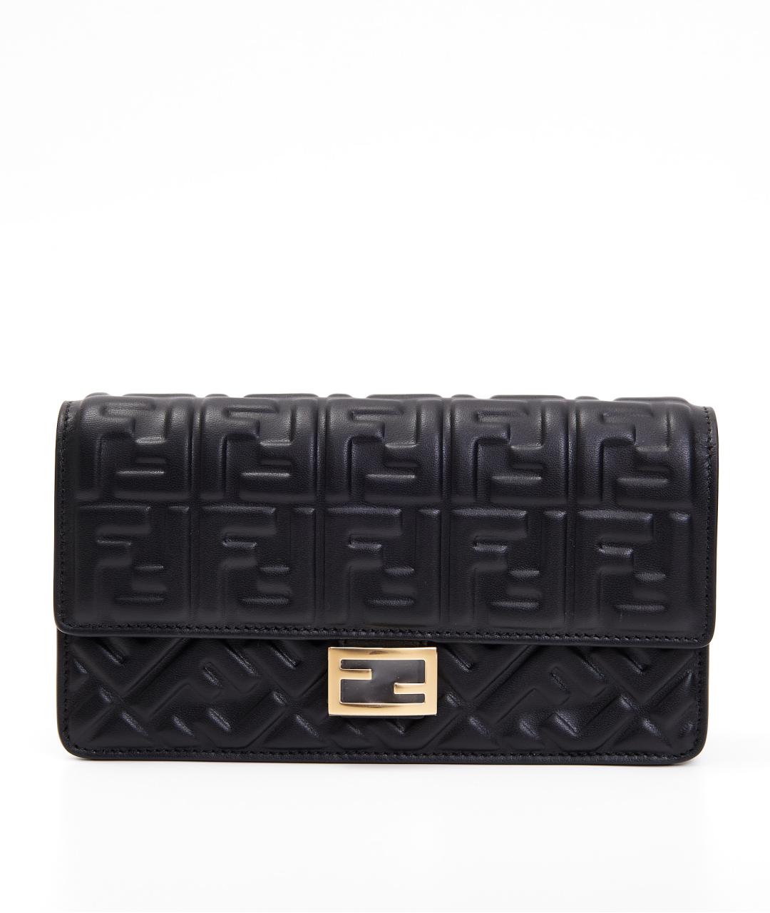 FENDI Черная кожаная сумка с короткими ручками, фото 1