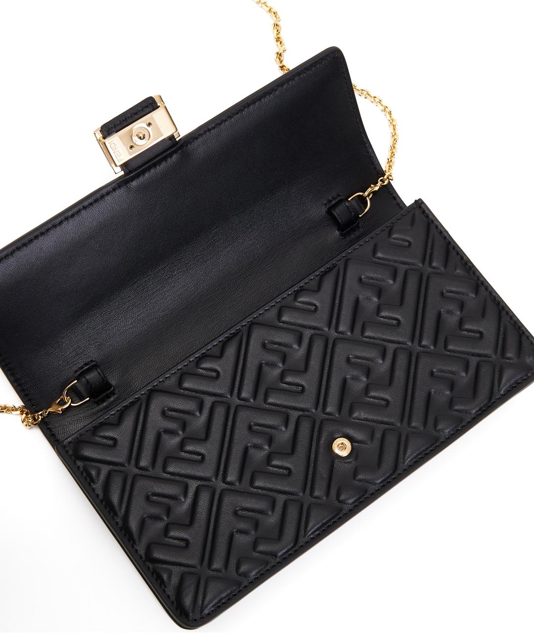 FENDI Черная кожаная сумка с короткими ручками, фото 4