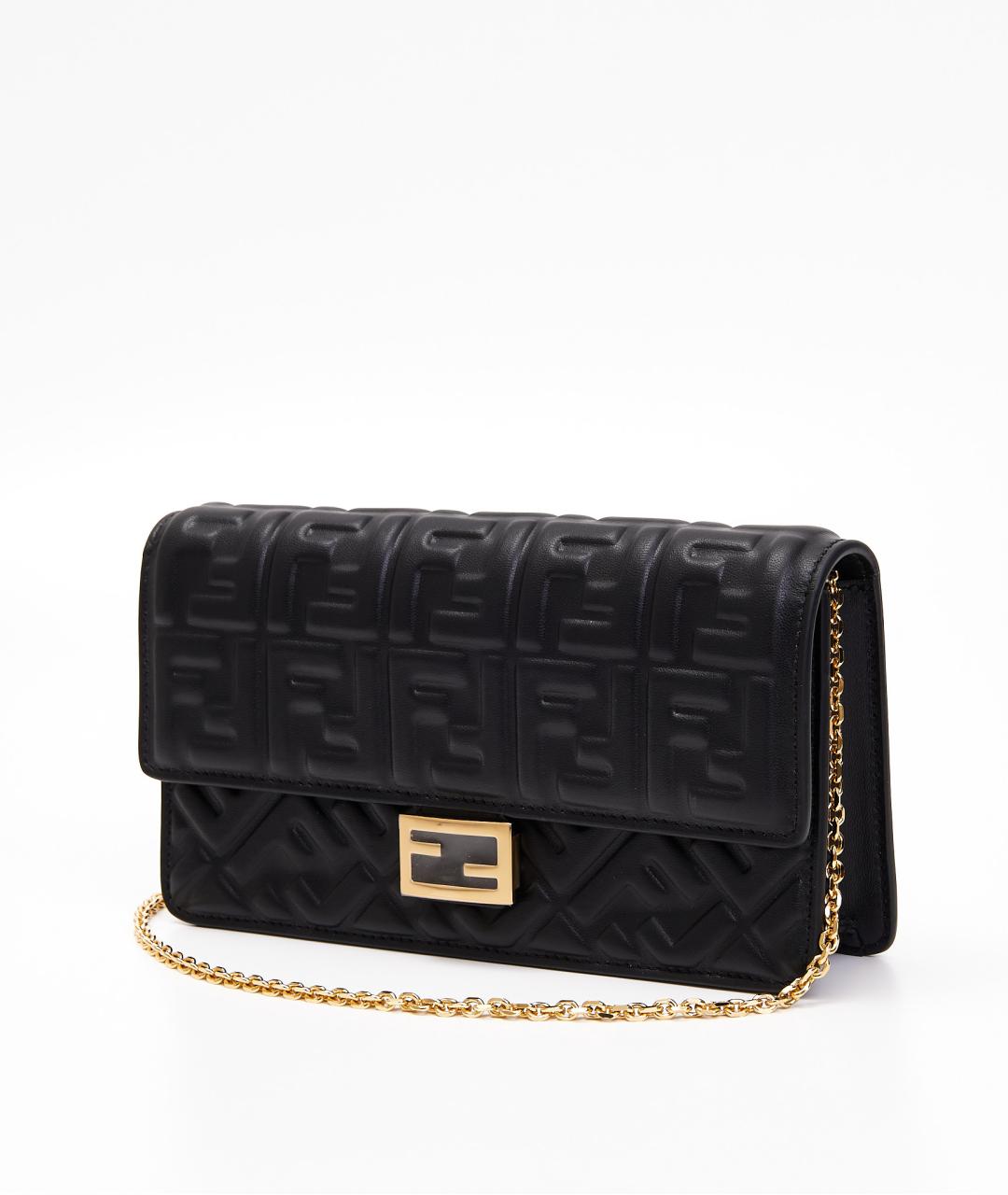 FENDI Черная кожаная сумка с короткими ручками, фото 3