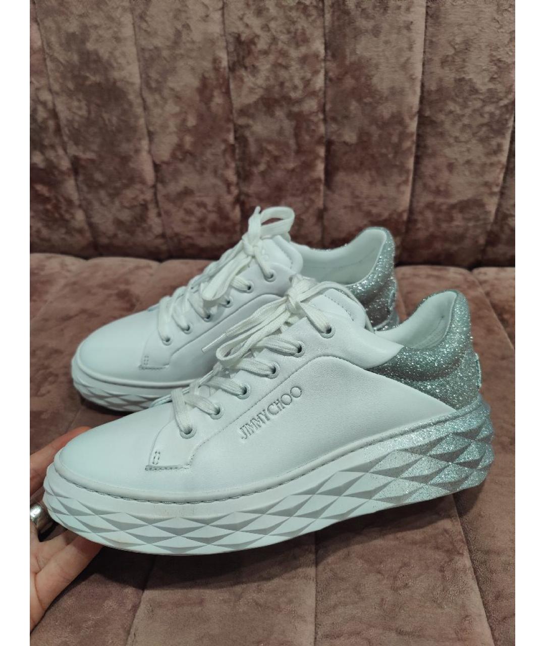 JIMMY CHOO Белые кожаные кеды, фото 6