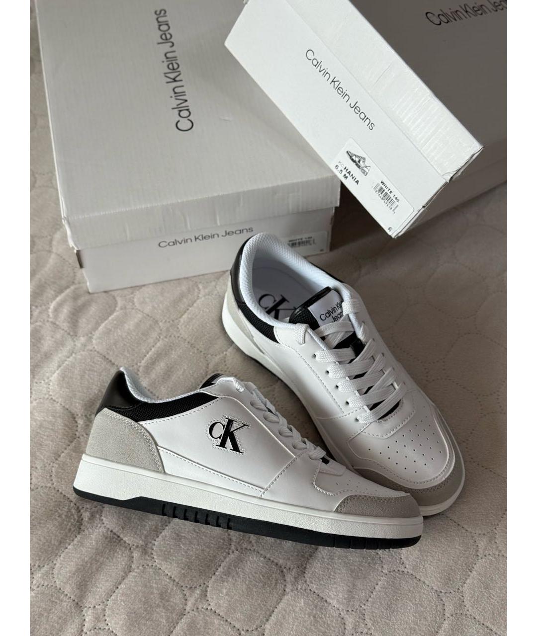 CALVIN KLEIN Белые кроссовки из искусственной кожи, фото 6