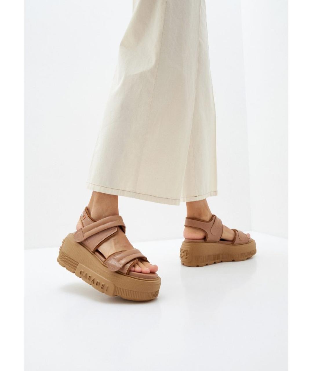 CASADEI Бежевые кожаные босоножки, фото 8