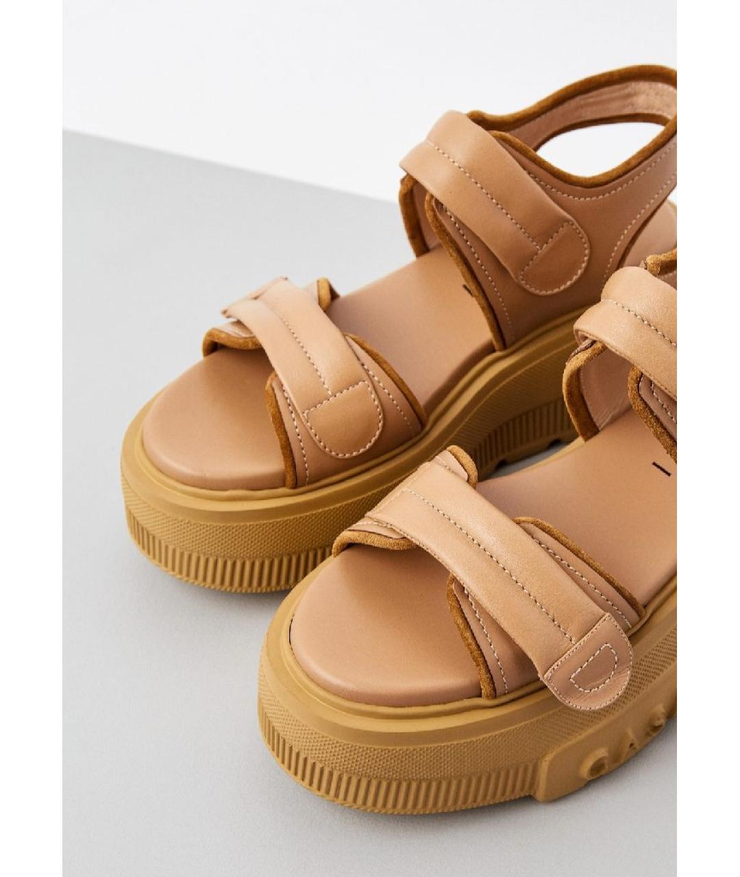 CASADEI Бежевые кожаные босоножки, фото 9