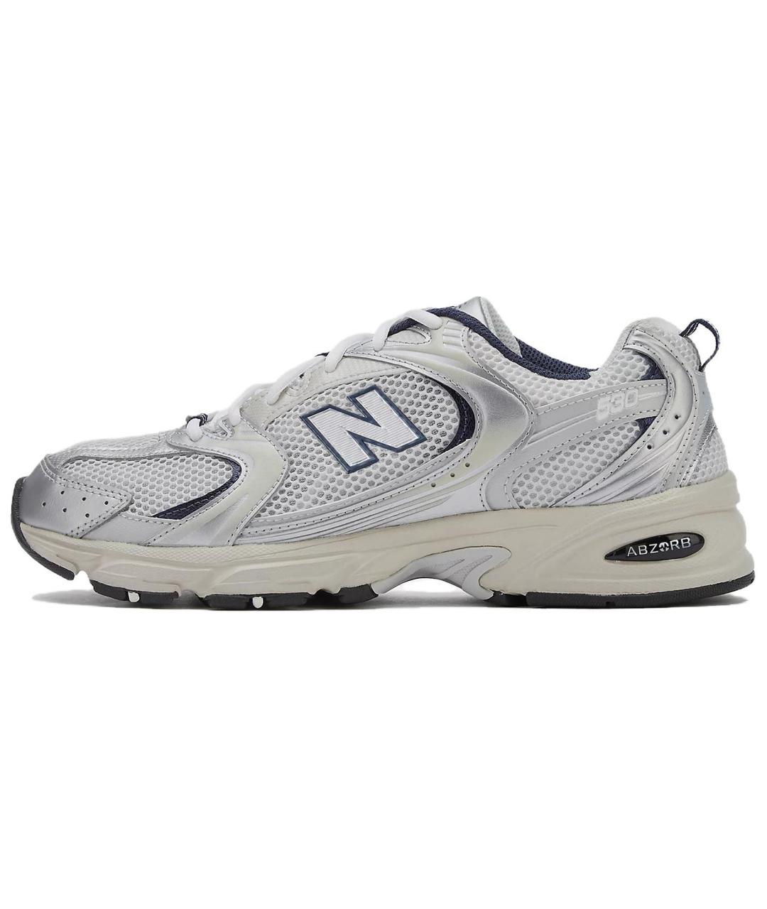 NEW BALANCE Серебряные текстильные кроссовки, фото 2